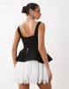 ASOS LUXE mini dress with broderie skirt in black and white