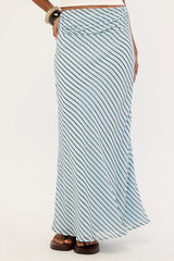 Luck & Trouble Aliyah Stripe Maxi Skirt Blue and Brown