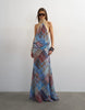 Topshop halterneck tucked side maxi dress in check and polka dot