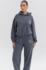 slate cotton fleece-back hoodie