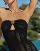 4th & Reckless crochet bandeau gold sun metal detail maxi beach dress in black