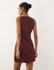 square neck bodycon mini sundress in chocolate