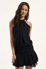 Luck & Trouble Kera Halter Mini Dress Black