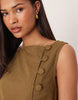 slash neck asymmetric vest maxi sundress with dropped waist in olive