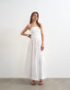 Topshop poplin ruched bandeau midi dress in white