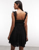 AllSaints Angela sleeveless lace ruched mini babydoll dress in black
