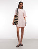 Monki contoured T-shirt mini dress in peach