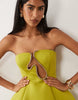 Premium bandeau sculpted mini dress with gold trim in olive
