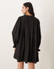 Glamorous tie front long sleeve mini dress in black