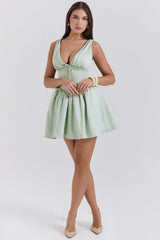 pistachio satin mini dress
