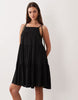 Gina Tricot flowy strap detail mini dress in black
