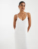 Vero Moda jersey floral broderie cami midi dress in white