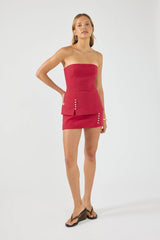 Perfect Stranger Stevie Linen Strapless Top Red