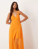 cami chiffon maxi dress in bright orange