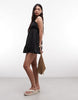 COLLUSION poplin ruffle cami mini dress in black