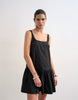 Topshop poplin dropped waist square neck throw on mini sundress in black