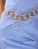 Lioness Solana satin sheer lace panel detail halterneck awkward length dress in baby blue