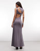 Weekday maxi dress with cut out back and shoulder detail in dusty plum