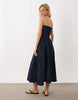 Mango 100% cotton denim off the shoulder midaxi dress in indigo