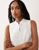 broderie mandarin collar mini dress in white