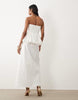 4th & Reckless cotton bandeau peplum waist detail maxi dress in white
