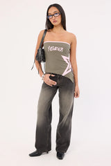 Neovision Radical Strapless Asymmetrical Top Khaki Green