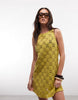 3D crochet floral mini dress in light green