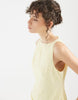 premium 100% linen slash neck midi dress with asymmetric dropped waist in lemon