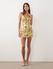3D floral sequin cami mini dress in yellow
