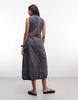 COLLUSION high neck tech midi dress in gray