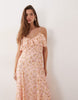 YAS frill trim cami maxi dress in pink floral print