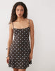 cami mesh mini dress in chocolate polka dot