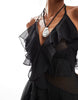 Miss Selfridge beach ruffle chiffon maxi dress in black