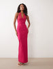 Vesper bengaline halter scoop neck maxi dress in pink