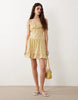 cami gathered skirt mini dress in floral print
