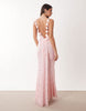 Oh Polly premium embellished open-back floral detailing maxi dress in baby pink