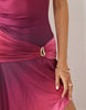 Murci high neck gathered waist gold hardware detail maxi dress in purple ombre