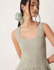 crinkle scoop neck maxi sundress with shirred waist in sage