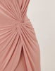 mesh plunge wrap detail maxi dress in baby pink