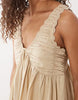 v-neck scallop trim maxi dress with back tie in tea stained beige