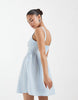 Vero Moda Petite button front gingham mini dress in blue and white