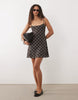 cami mesh mini dress in chocolate polka dot