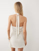 halter neck mini dress in cream