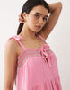 Iisla & Bird beach maxi dress with shirred detailing in pink
