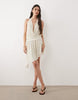 Miss Selfridge drop waist mini dress with asymmetric hem in cream polka dot print