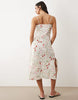 YAS satin cami midi dress in white garden floral print
