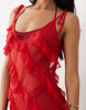 Miss Selfridge asymmetric ruffles low back beach maxi dress in red