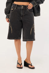 Worship At Peace 00s Big Baggy Denim Short Black Rinse