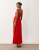 crinkle cami tie back midi dress with asymmetric waist in red