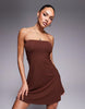 bandeau mini swing dress in brown